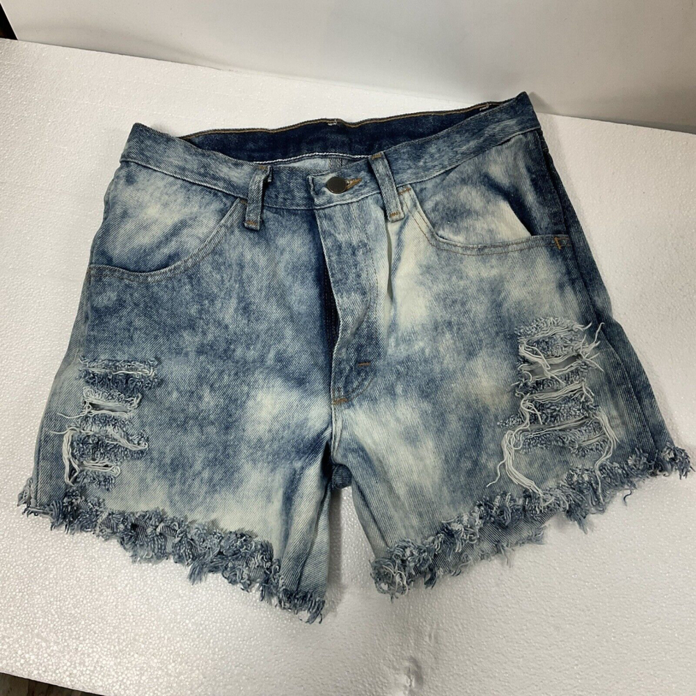 Vtg Stonewash Cut Off Distressed Jean Shorts Mexico 28 X 5 High Waist